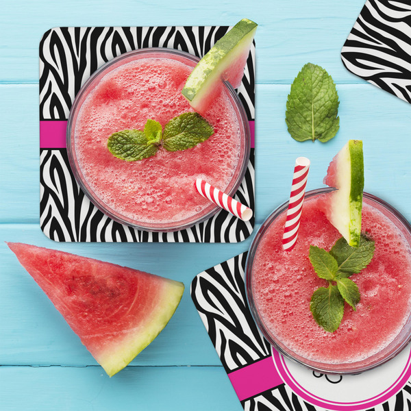 Zebra Print Coaster Set - LIFESTYLE