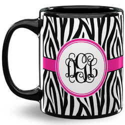 Zebra Print 11 Oz Coffee Mug - Black (Personalized)