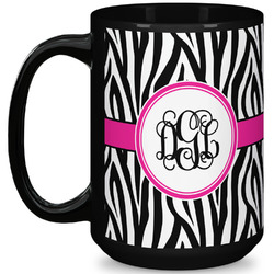 Zebra Print 15 Oz Coffee Mug - Black (Personalized)