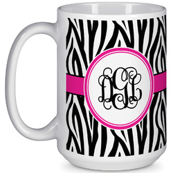 Zebra Print 15 Oz Coffee Mug - White (Personalized)