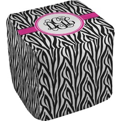 Zebra Print Cube Pouf Ottoman - 13" (Personalized)