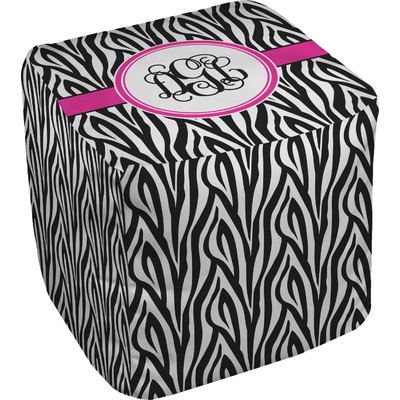Zebra Print Cube Pouf Ottoman (Personalized)