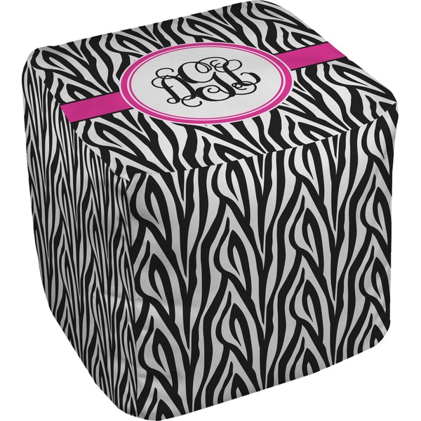 Custom Zebra Print Cube Pouf Ottoman - 13" (Personalized)