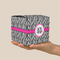 Zebra Print Cube Favor Gift Box - On Hand - Scale View