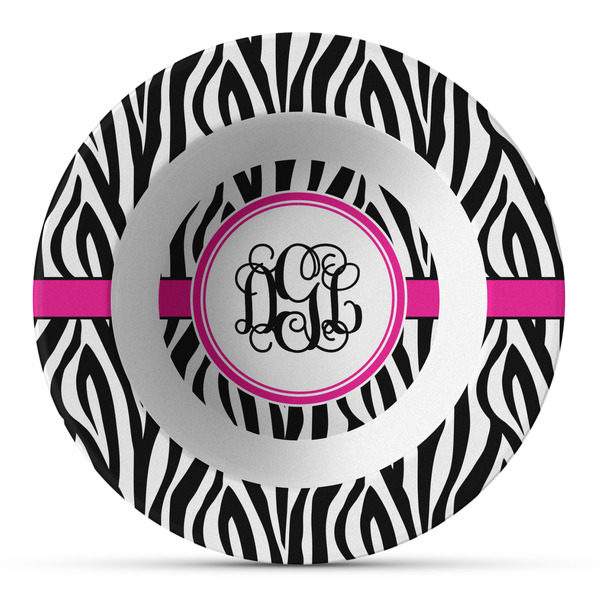 Custom Zebra Print Plastic Bowl - Microwave Safe - Composite Polymer (Personalized)