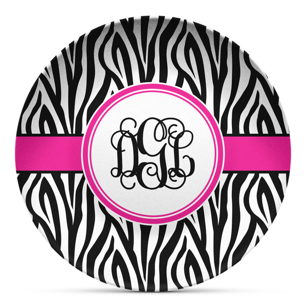 Custom Zebra Print Microwave Safe Plastic Plate - Composite Polymer (Personalized)