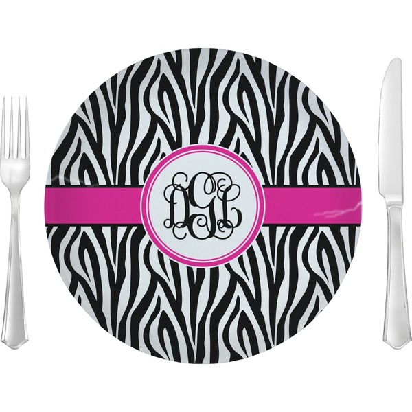 Custom Zebra Print 10" Glass Lunch / Dinner Plates - Single or Set (Personalized)