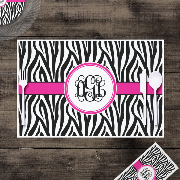 Zebra Print Disposable Paper Placemat - In Context