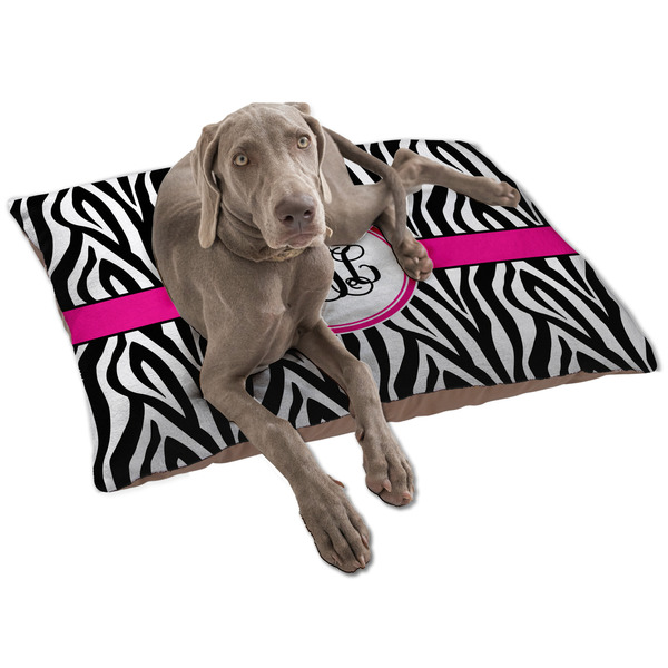 Custom Zebra Print Dog Bed - Large w/ Monogram