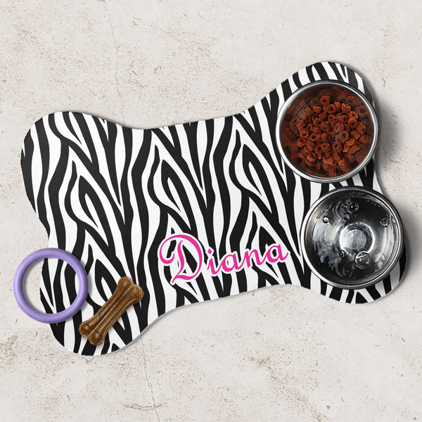 Zebra Print Dog Bone Shaped Mat Lifestyle