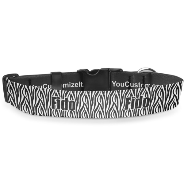 Custom Zebra Print Deluxe Dog Collar - Small (8.5" to 12.5") (Personalized)
