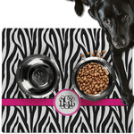 Zebra Print Dog Food Mat - Large w/ Monogram