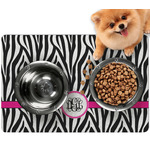 Zebra Print Dog Food Mat - Small w/ Monogram
