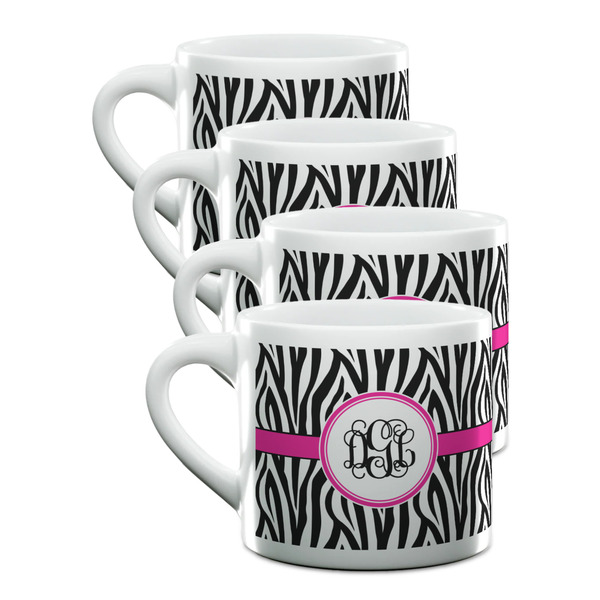 Custom Zebra Print Double Shot Espresso Cups - Set of 4 (Personalized)