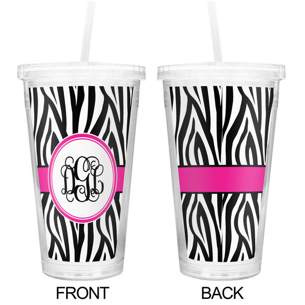 Zebra Print Double Wall Tumbler with Straw - Approval