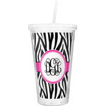 Zebra Print Double Wall Tumbler with Straw (Personalized)