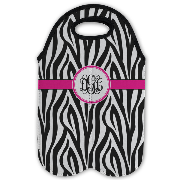 Zebra Print Double Wine Tote - Flat (new)