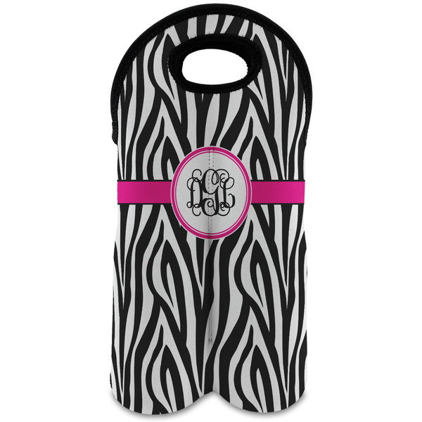 Custom Zebra Print Wine Tote Bag (2 Bottles) (Personalized)