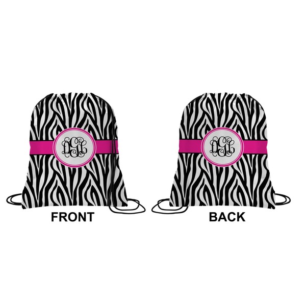 Zebra Print Drawstring Backpack Front & Back Small
