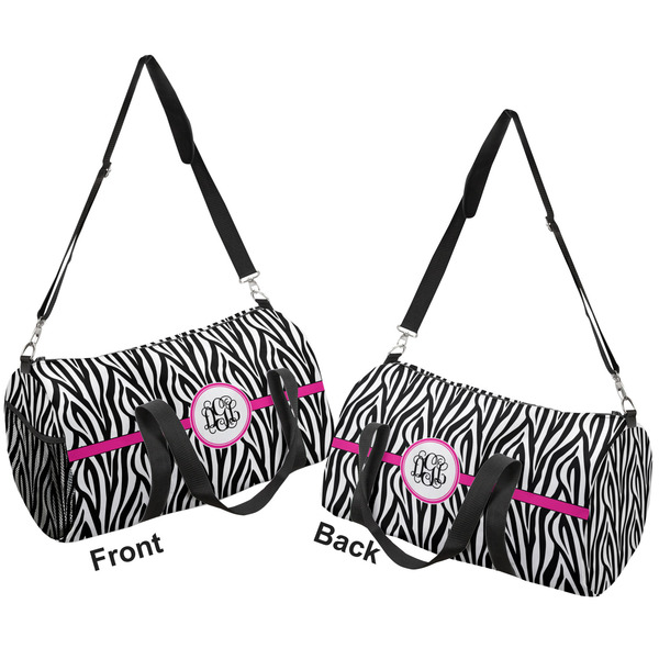 Zebra Print Duffle bag large front and back sides