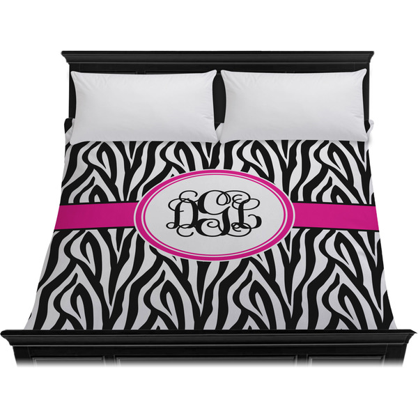 Zebra Print Duvet Cover - King - On Bed - No Prop