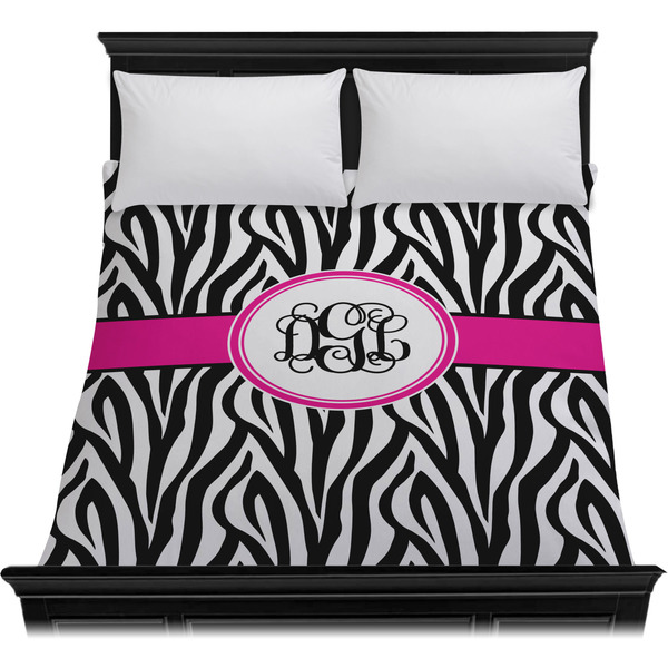 Zebra Print Duvet Cover - Queen - On Bed - No Prop