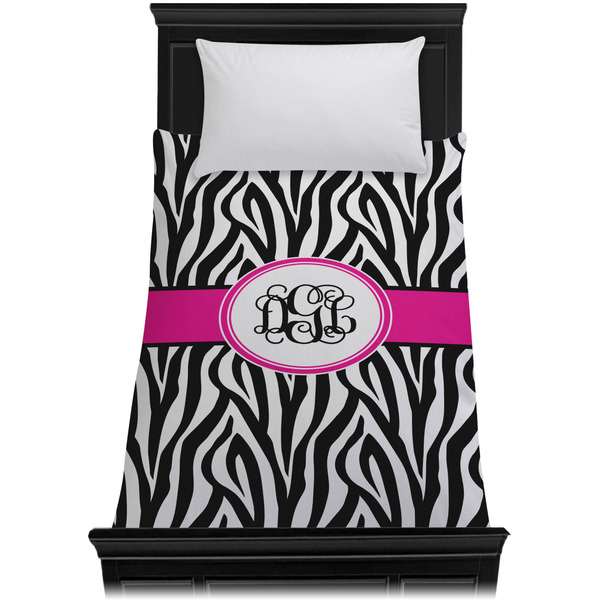 Zebra Print Duvet Cover - Twin XL - On Bed - No Prop