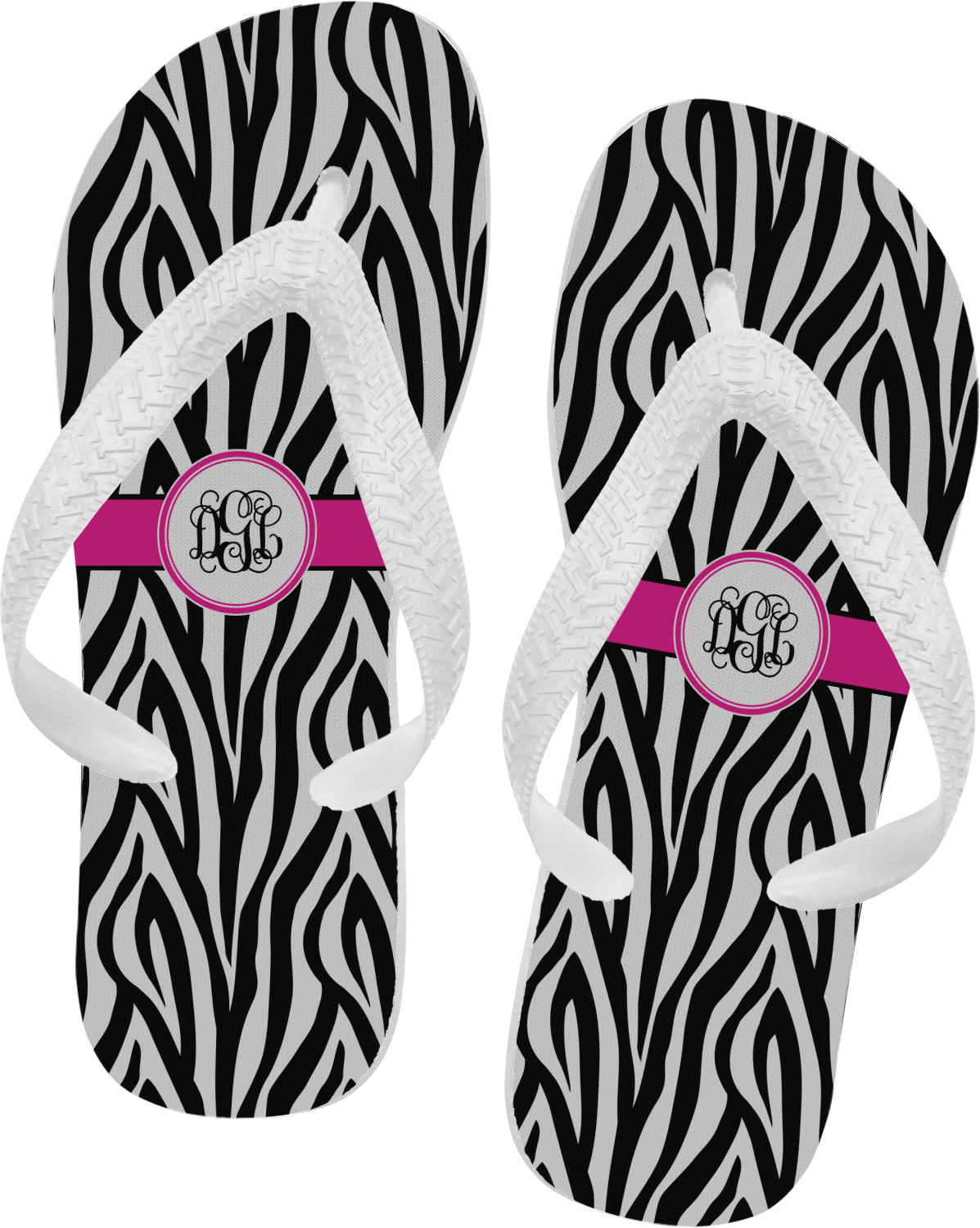Adult Unisex Zebra Stripe Customized Slippers for Men Women White 