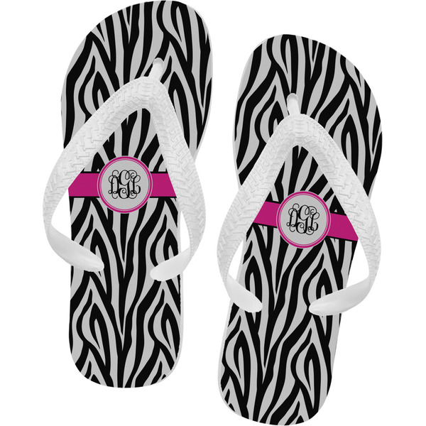 Custom Zebra Print Flip Flops - XSmall (Personalized)