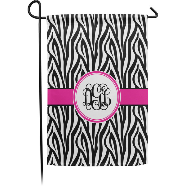 Custom Zebra Print Small Garden Flag - Single Sided w/ Monograms