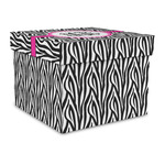 Zebra Print Gift Box with Lid - Canvas Wrapped - Large (Personalized)