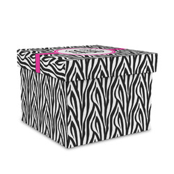 Zebra Print Gift Box with Lid - Canvas Wrapped - Medium (Personalized)