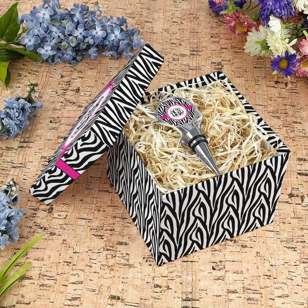 Zebra Print Gift Boxes with Lid - Canvas Wrapped - Medium - In Context