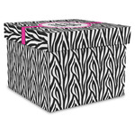Zebra Print Gift Box with Lid - Canvas Wrapped - X-Large (Personalized)
