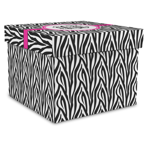 Custom Zebra Print Gift Box with Lid - Canvas Wrapped - X-Large (Personalized)