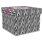 Zebra Print Gift Box with Lid - Canvas Wrapped - XX-Large (Personalized)