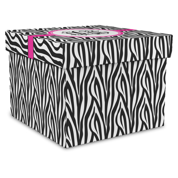 Custom Zebra Print Gift Box with Lid - Canvas Wrapped - XX-Large (Personalized)