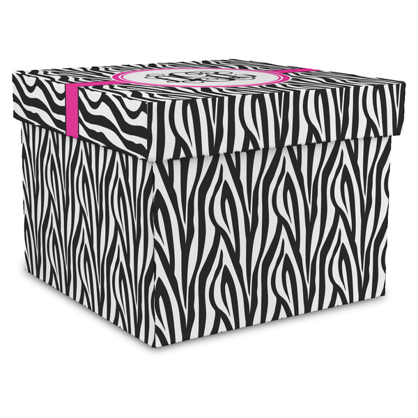 Custom Zebra Print Gift Box with Lid - Canvas Wrapped - XX-Large (Personalized)
