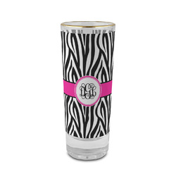 Zebra Print 2 oz Shot Glass - Glass with Gold Rim (Personalized)