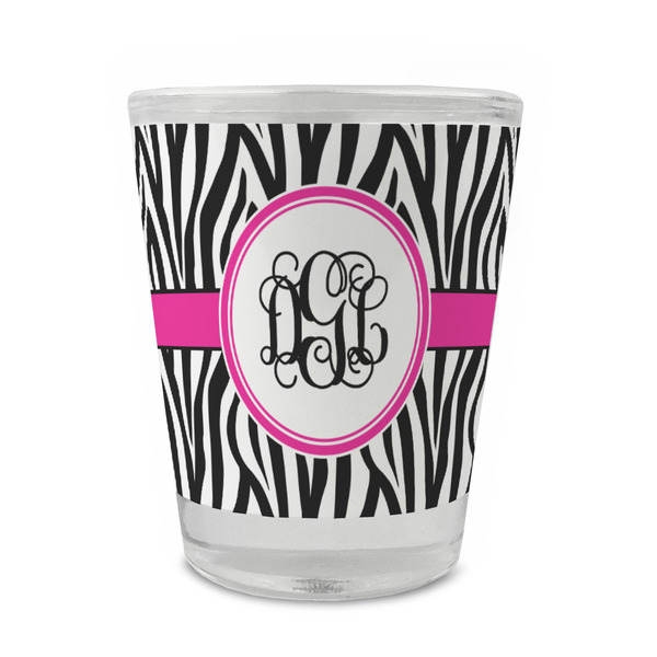Custom Zebra Print Glass Shot Glass - 1.5 oz - Single (Personalized)
