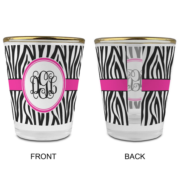 Zebra Print Glass Shot Glass - with gold rim - APPROVAL