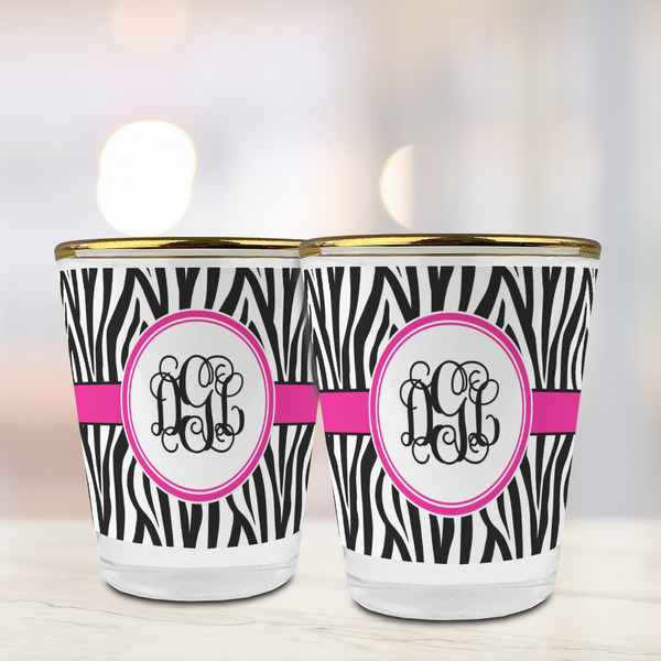 Zebra Print Glass Shot Glass - with gold rim - LIFESTYLE