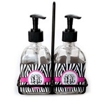 Zebra Print Glass Soap & Lotion Bottle Set (Personalized)