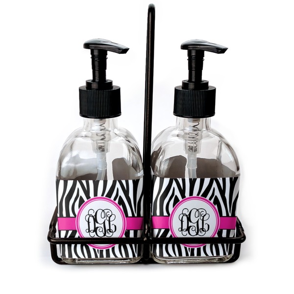 Custom Zebra Print Glass Soap & Lotion Bottles (Personalized)