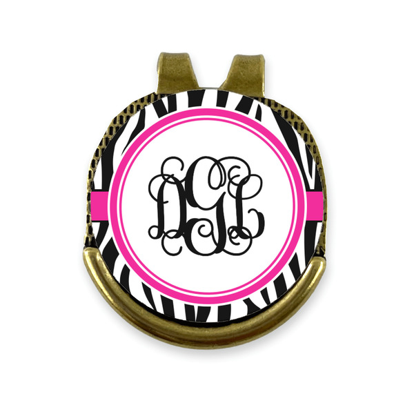 Custom Zebra Print Golf Ball Marker - Hat Clip - Gold