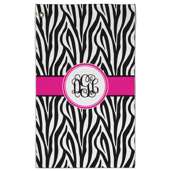 Custom Zebra Print Golf Towel - Poly-Cotton Blend - Large w/ Monograms