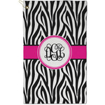 Zebra Print Golf Towel - Poly-Cotton Blend - Small w/ Monograms