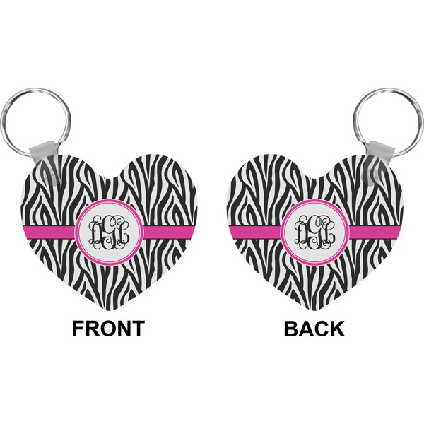 Zebra Print Heart Keychain (Front + Back)