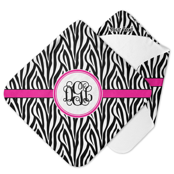 Custom Zebra Print Hooded Baby Towel (Personalized)
