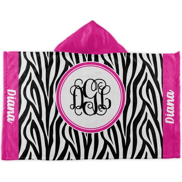 Custom Zebra Print Kids Hooded Towel (Personalized)